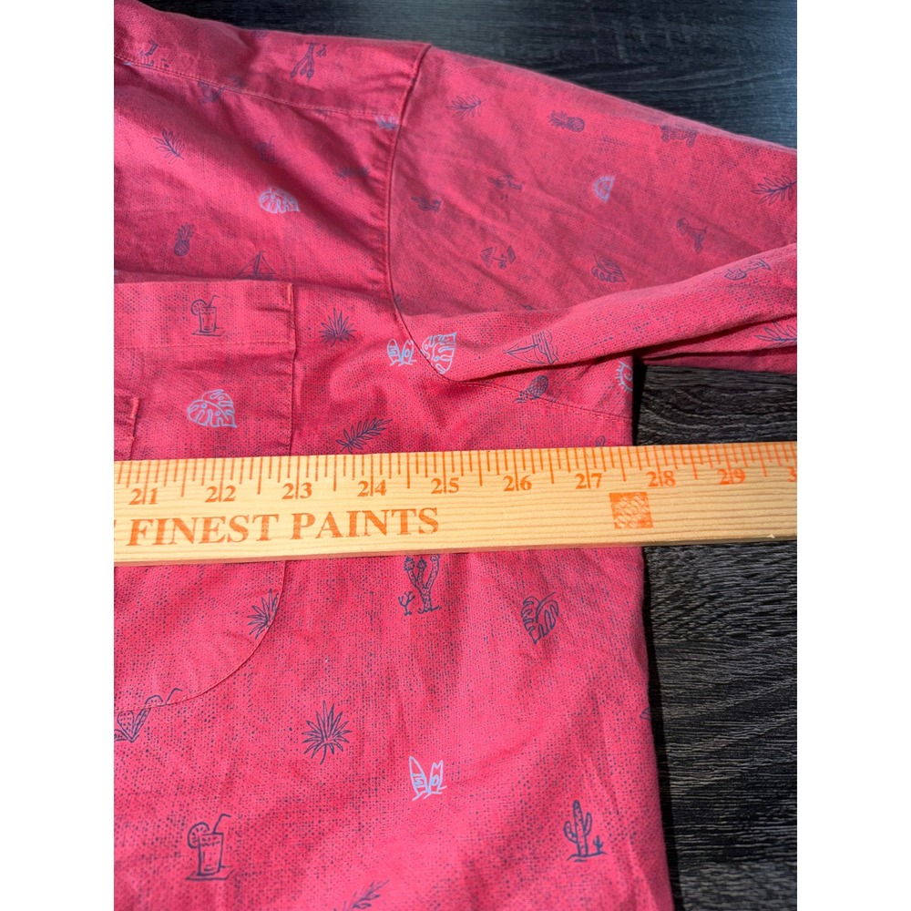 Columbia Mens 2XL Red Tropical Desert Print Short Sleeve Button Down Shirt 3398 - Picture 2 of 5